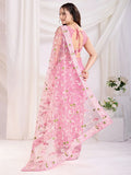 Marvelous Pink Thread Embroidery Net Event Wear Saree - Zeel Clothing