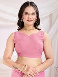 Marvelous Pink Thread Embroidery Net Event Wear Saree - Zeel Clothing