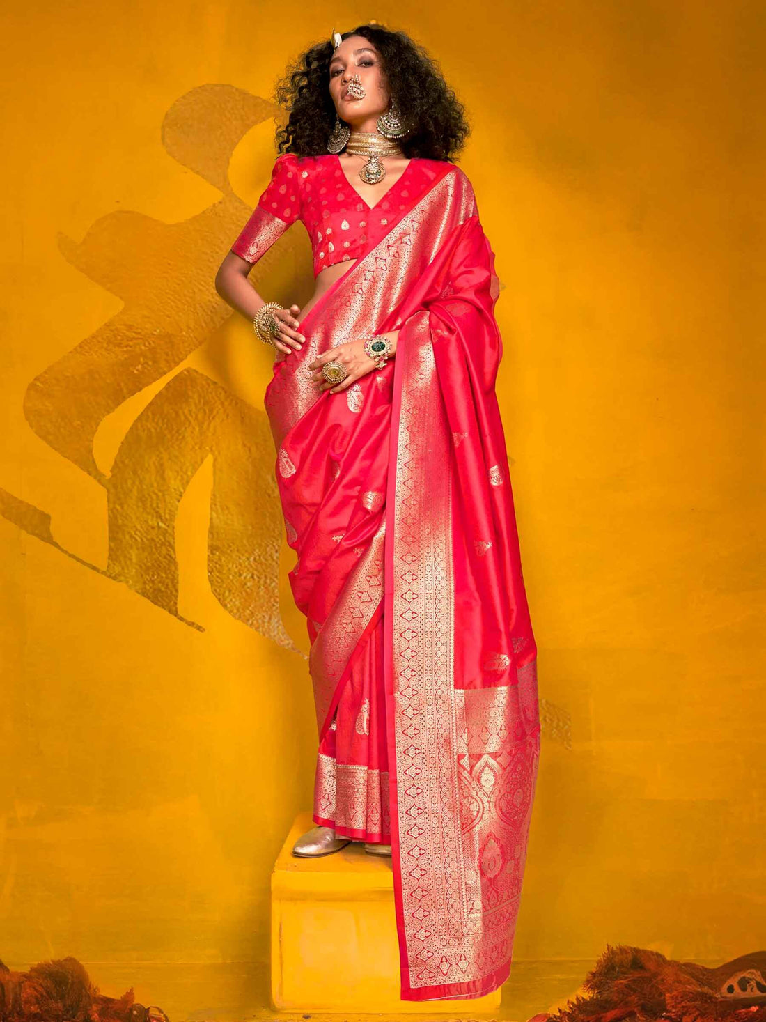 Marvelous Pink Zari Weaving Silk Event Wear Saree With Blouse - Zeel Clothing