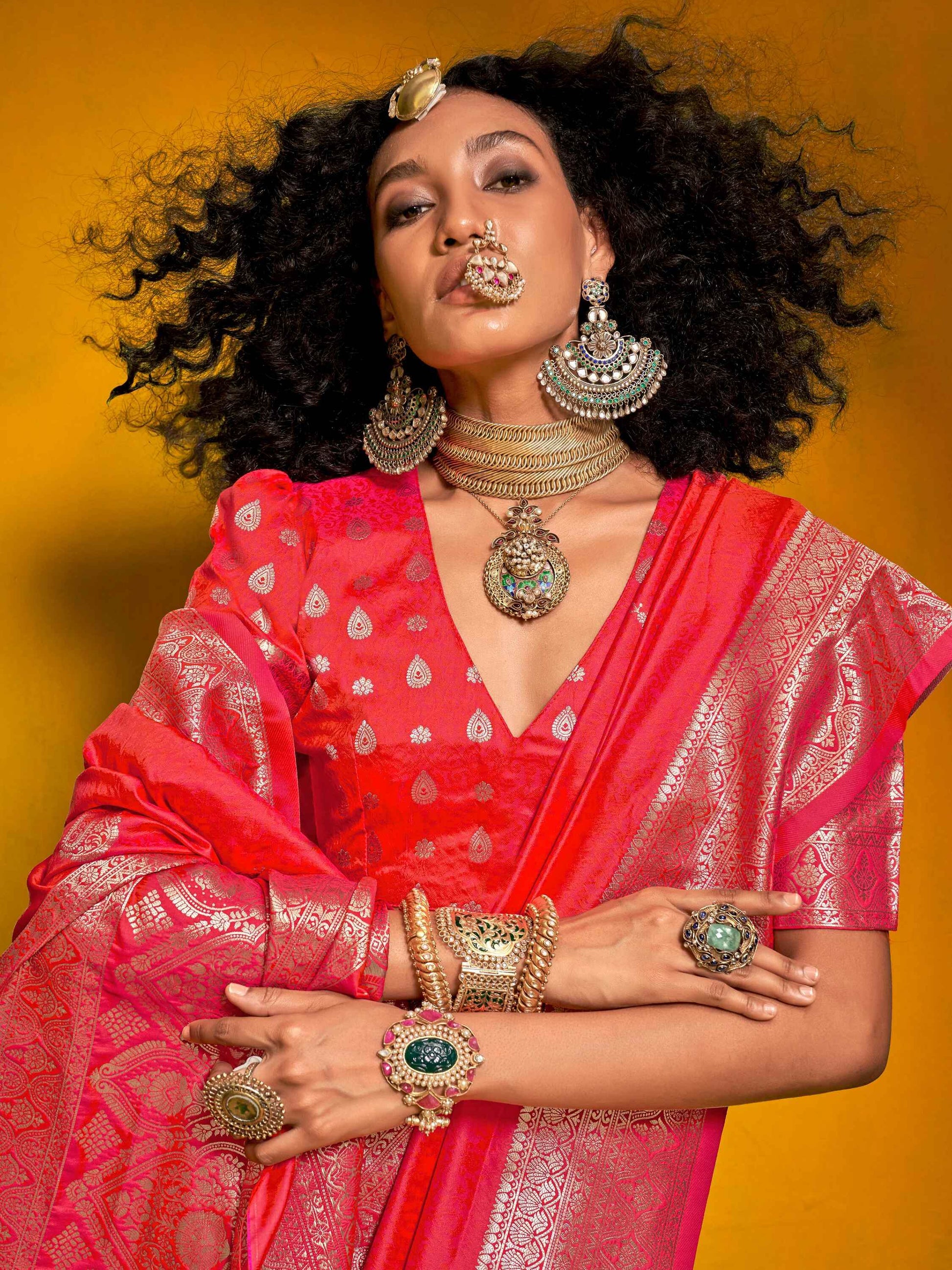 Marvelous Pink Zari Weaving Silk Event Wear Saree With Blouse - Zeel Clothing