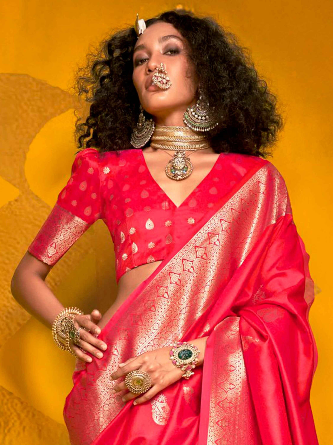 Marvelous Pink Zari Weaving Silk Event Wear Saree With Blouse - Zeel Clothing