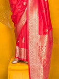 Marvelous Pink Zari Weaving Silk Event Wear Saree With Blouse - Zeel Clothing