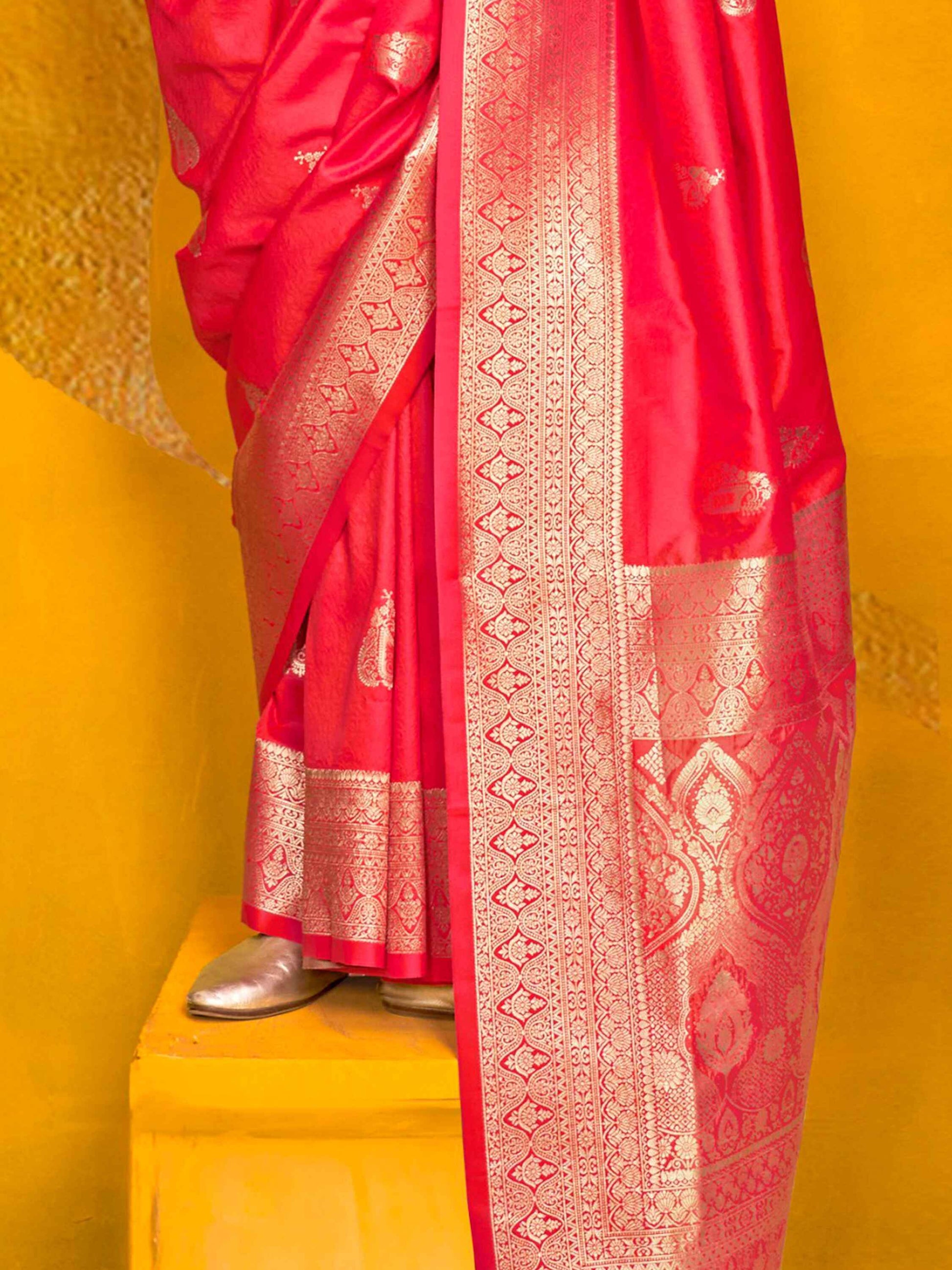 Marvelous Pink Zari Weaving Silk Event Wear Saree With Blouse - Zeel Clothing