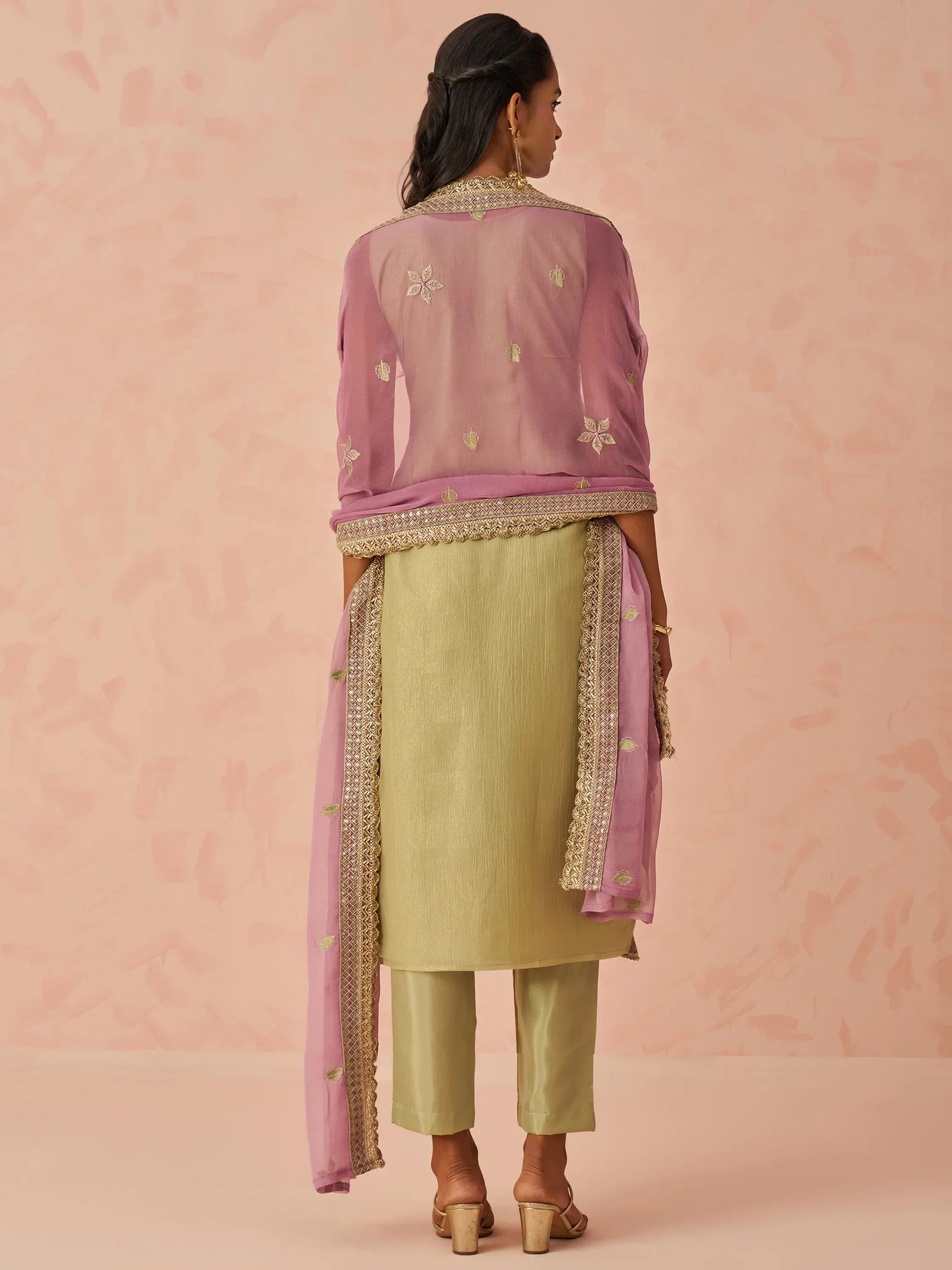 Marvelous Pista Green Floral Embroidered Silk Festival Wear Pant Suit - Zeel Clothing