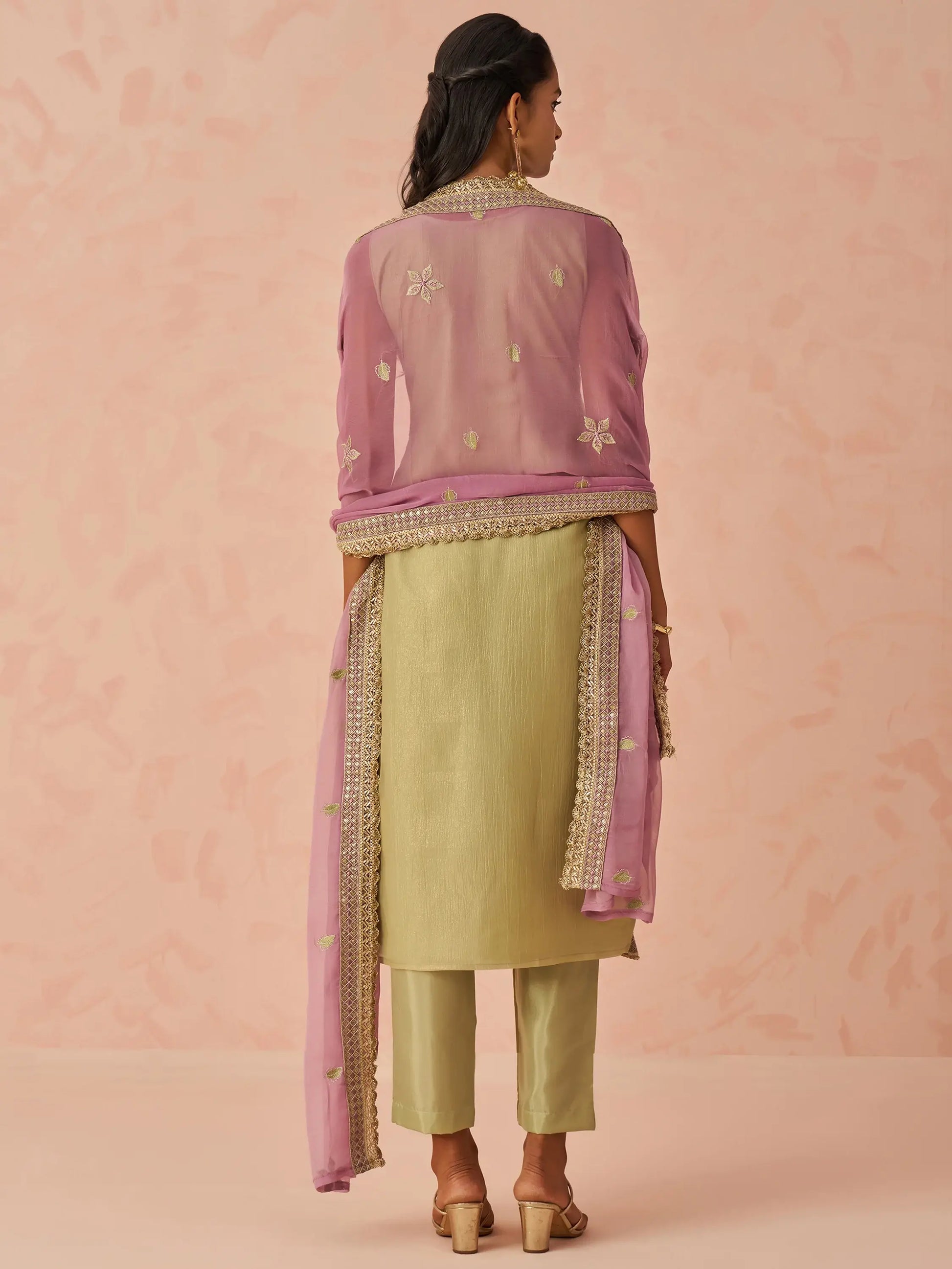 Marvelous Pista Green Floral Embroidered Silk Festival Wear Pant Suit - Zeel Clothing