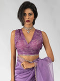Marvelous Purple Border Work Organza Bollywood Pre-Stitched Saree With Blouse - Zeel Clothing
