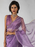Marvelous Purple Border Work Organza Bollywood Pre-Stitched Saree With Blouse - Zeel Clothing