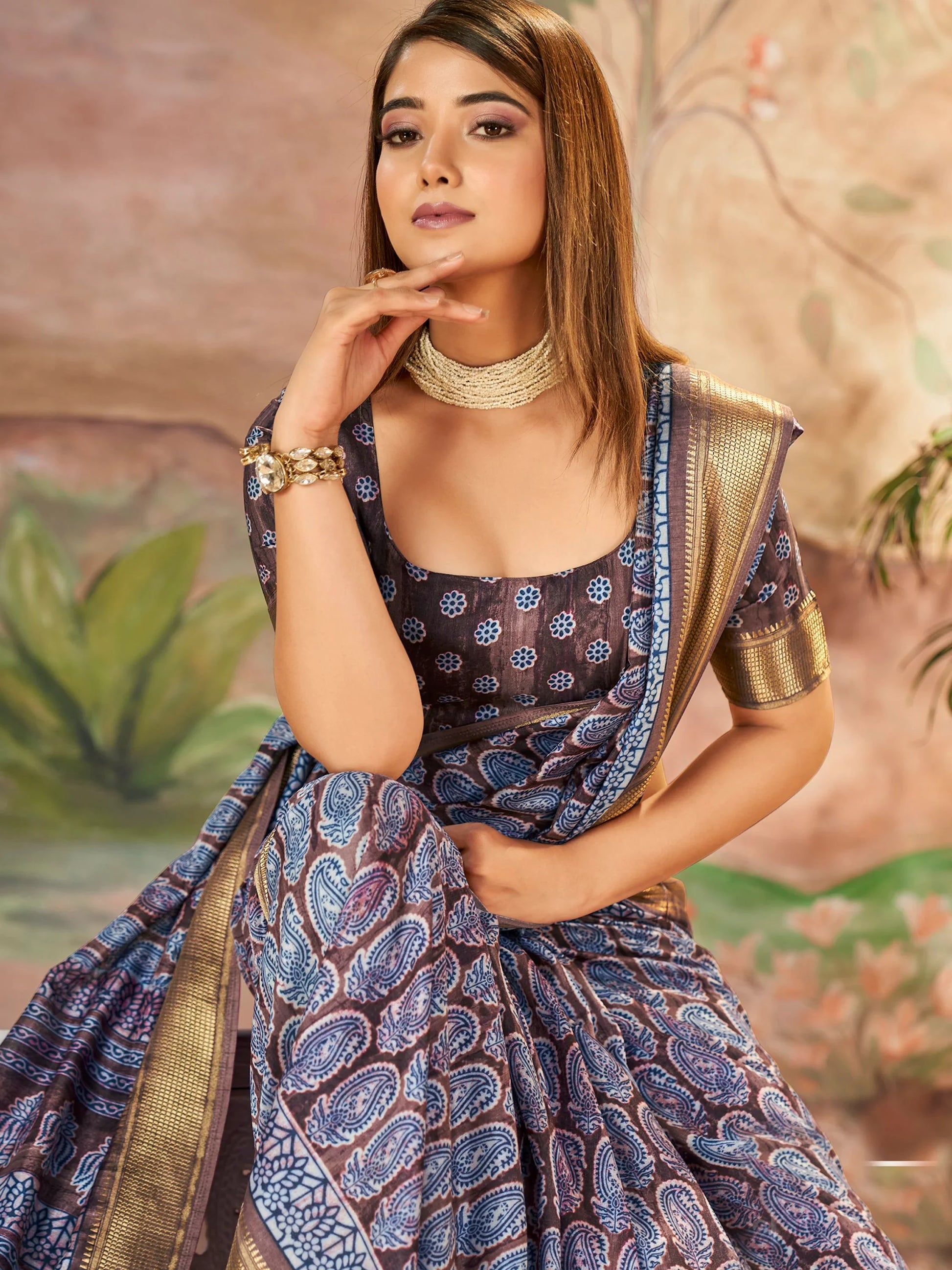 Marvelous Purple Digital Printed Dola Silk Casual Wear Saree With Blouse - Zeel Clothing