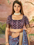 Marvelous Purple Digital Printed Dola Silk Casual Wear Saree With Blouse - Zeel Clothing