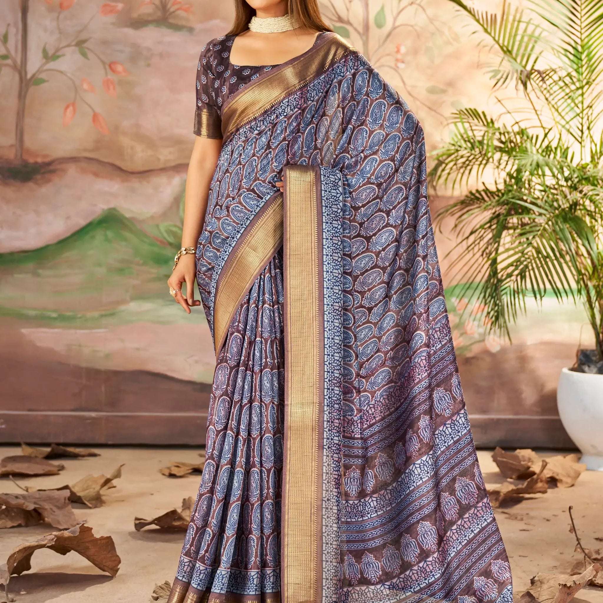 Marvelous Purple Digital Printed Dola Silk Casual Wear Saree With Blouse - Zeel Clothing