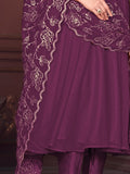 Marvelous Purple Embroidered Georgette Anarkali Suit With Dupatta - Zeel Clothing