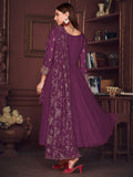 Marvelous Purple Embroidered Georgette Anarkali Suit With Dupatta - Zeel Clothing