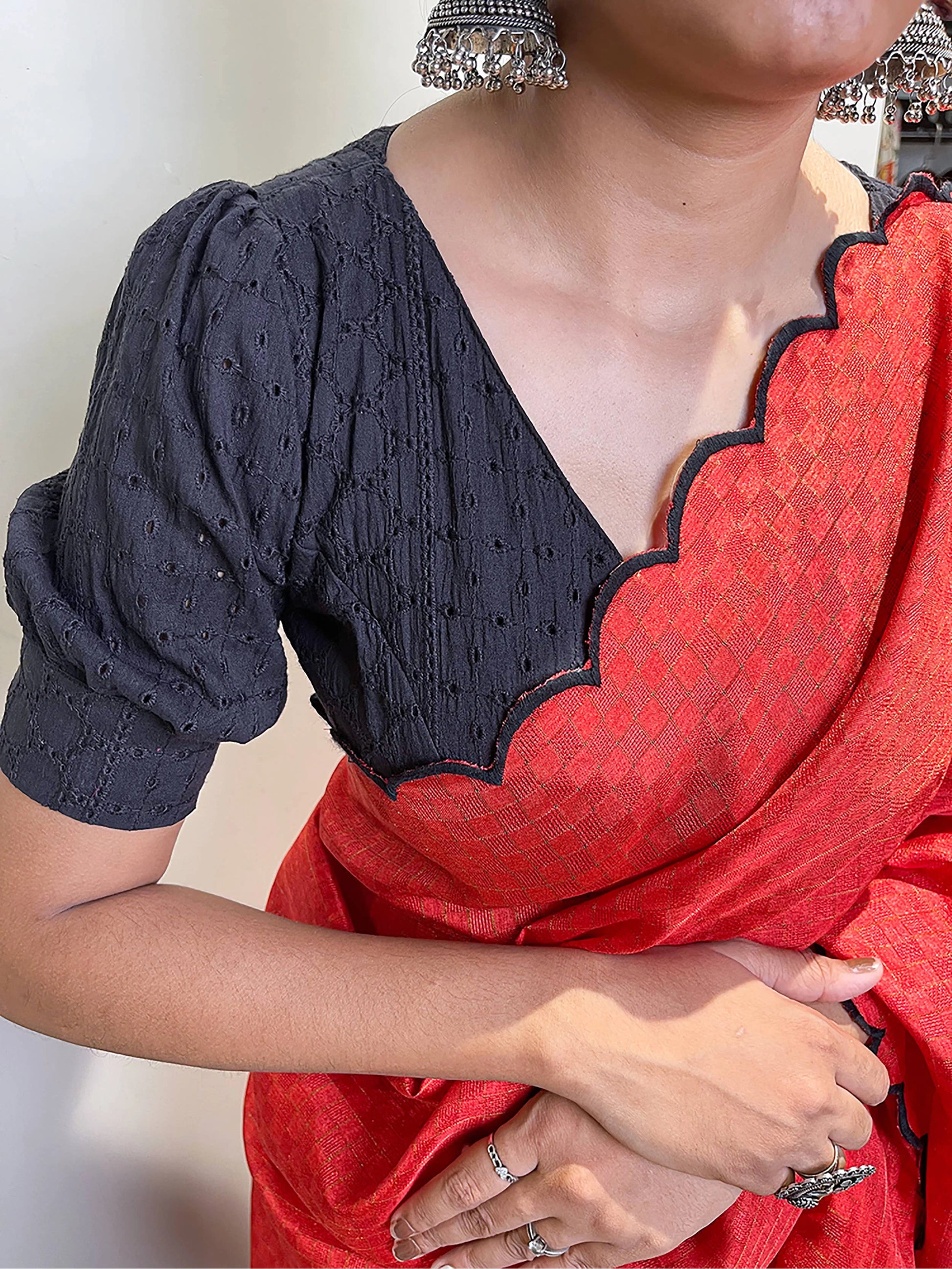 Marvelous Red Arca Work Gadhawal Chex Classic Saree With Blouse - Zeel Clothing