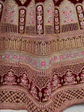 Marvelous Red Embroidered Velvet Bridal Lehenga Choli - Zeel Clothing