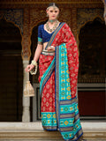 Marvelous Red Printed Silk Traditional Saree With Blouse - Zeel Clothing