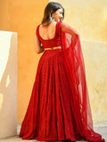 Marvelous Red Sequins Georgette Sangeet Wear Lehenga Choli - Zeel Clothing