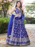 Marvelous Royal Blue Silk Thread Embroidery Designer Lehenga Choli - Zeel Clothing