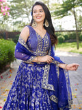 Marvelous Royal Blue Silk Thread Embroidery Designer Lehenga Choli - Zeel Clothing
