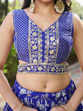 Marvelous Royal Blue Silk Thread Embroidery Designer Lehenga Choli - Zeel Clothing