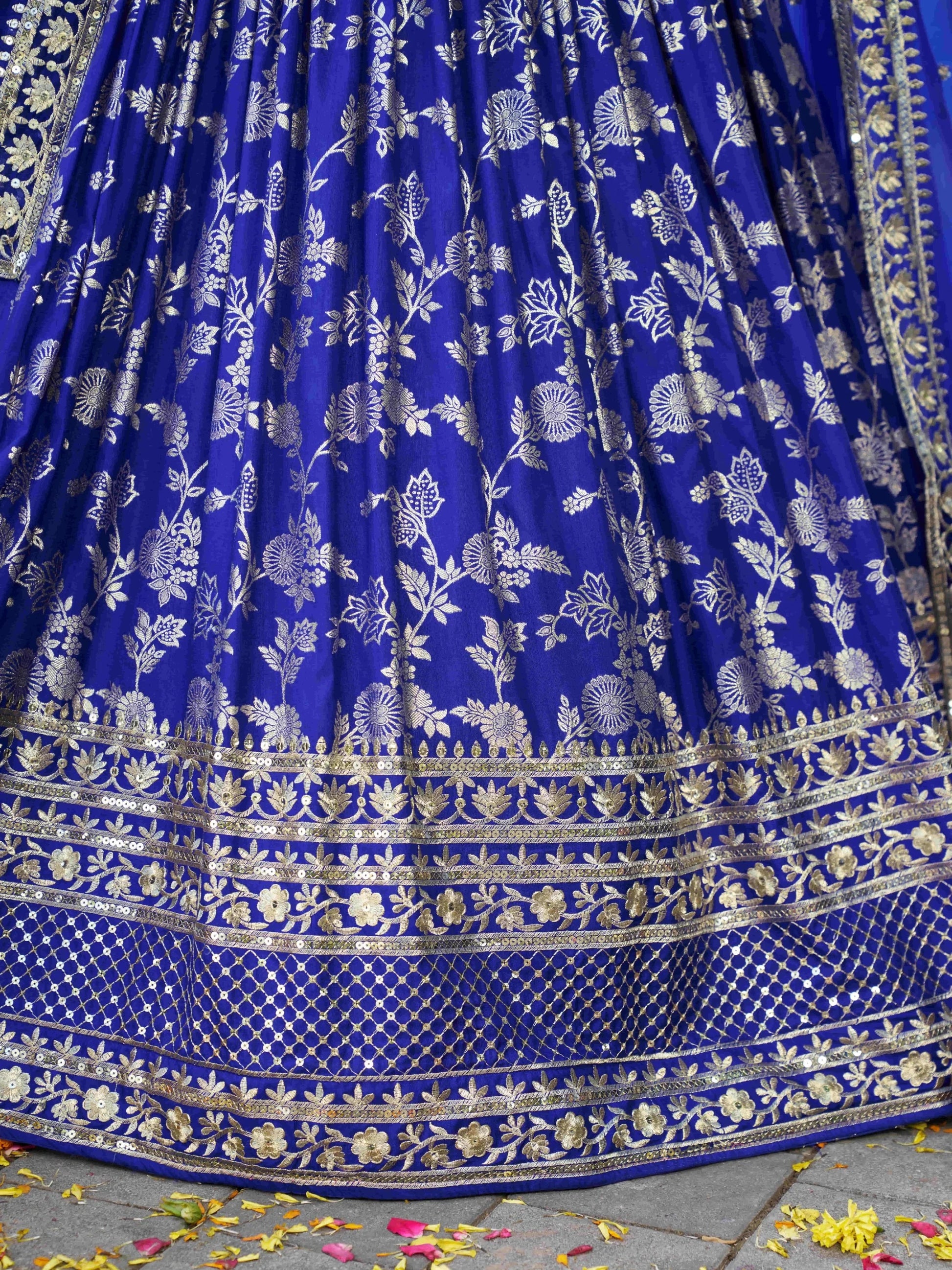 Marvelous Royal Blue Silk Thread Embroidery Designer Lehenga Choli - Zeel Clothing