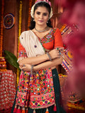 Marvelous Teal Blue Mirror Work Cotton Festive Wear Lehenga With Blouse - Zeel Clothing