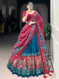 Marvelous Teal Blue Patola Printed Silk Festival Wear Lehenga Choli - Zeel Clothing