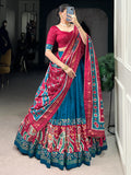 Marvelous Teal Blue Patola Printed Silk Festival Wear Lehenga Choli - Zeel Clothing