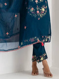 Marvelous Teal Blue Thread Work Viscose Silk Pant Suit With Dupatta - Zeel Clothing