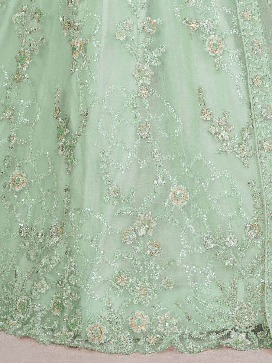 Marvelous Turquoise Embroidered Net Wedding Wear Lehenga Choli - Zeel Clothing