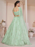 Marvelous Turquoise Embroidered Net Wedding Wear Lehenga Choli - Zeel Clothing