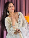 Marvelous White Sequins Georgette Sangeet Wear Lehenga Choli - Zeel Clothing