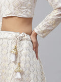 Marvelous White Thread Embroidery Georgette Bridesmaid Lehenga Choli - Zeel Clothing