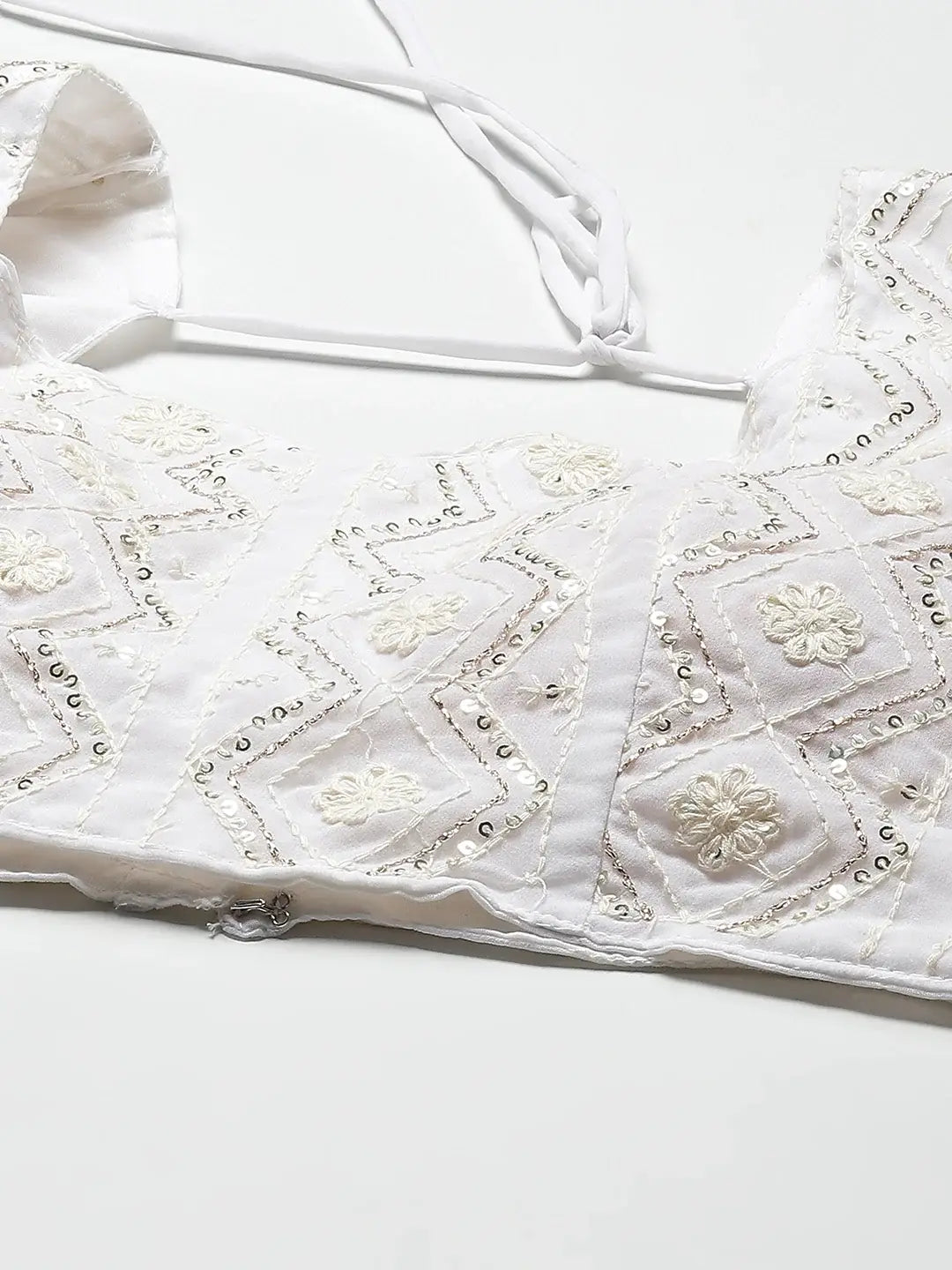 Marvelous White Thread Embroidery Georgette Bridesmaid Lehenga Choli - Zeel Clothing