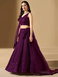 Marvelous Wine Thread Work Georgette Reception Wear Lehenga Choli - Zeel Clothing