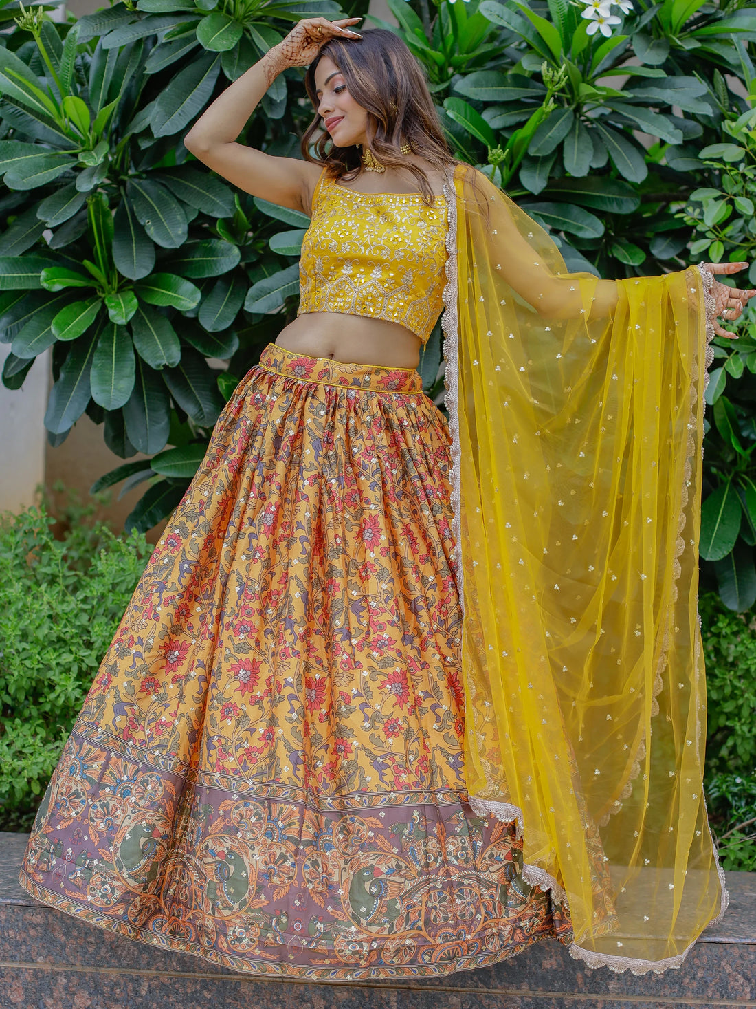 Marvelous Yellow Chinon Digital Printed Haldi Wear Lehenga Choli - Zeel Clothing