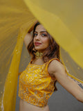 Marvelous Yellow Chinon Digital Printed Haldi Wear Lehenga Choli - Zeel Clothing
