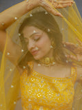 Marvelous Yellow Chinon Digital Printed Haldi Wear Lehenga Choli - Zeel Clothing