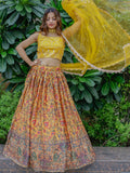 Marvelous Yellow Chinon Digital Printed Haldi Wear Lehenga Choli - Zeel Clothing