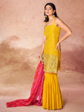 Marvelous Yellow Georgette Haldi Wear Sharara Suit With Dupatta - Zeel Clothing