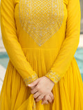 Marvelous Yellow Sequins Georgette Festival Wear Gown With Dupatta - Zeel Clothing