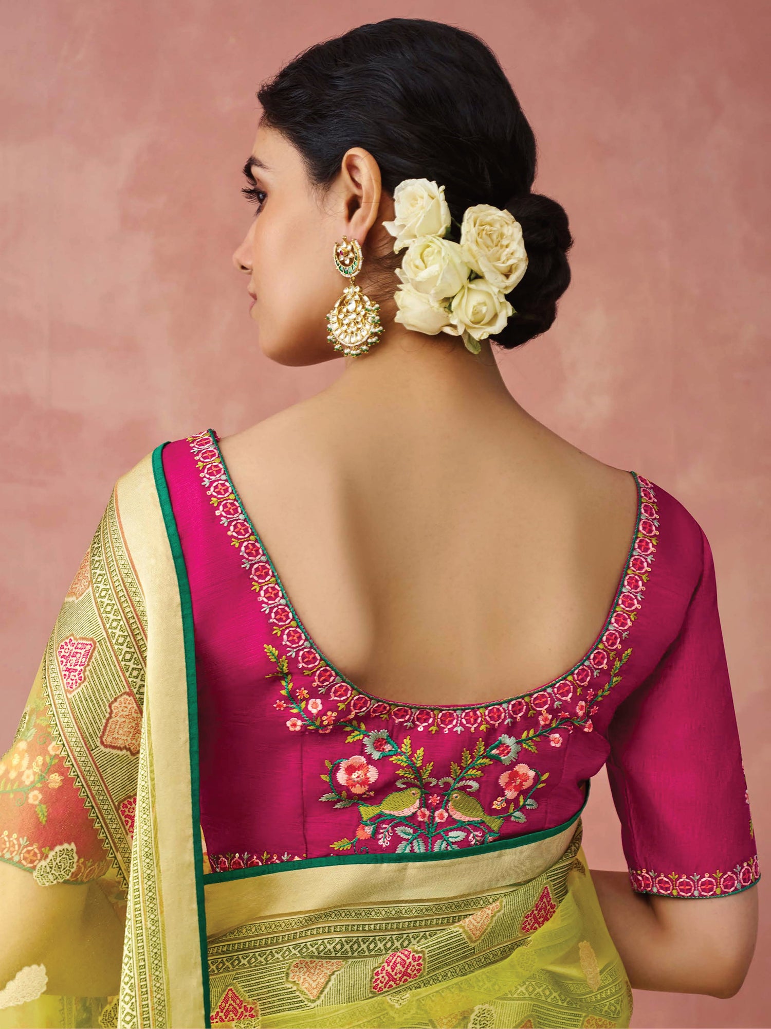 Gorgeous Yellow Printed Organza Event Wear Saree With Blouse