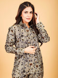 Memorable Grey Floral Printed Satin Top Pant Co-Ord Set - Zeel Clothing