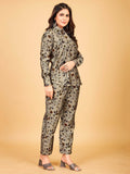 Memorable Grey Floral Printed Satin Top Pant Co-Ord Set - Zeel Clothing