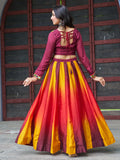 Memorable Maroon Chinon Navratri Wear Lehenga With Kutchi Work Blouse - Zeel Clothing