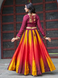 Memorable Maroon Chinon Navratri Wear Lehenga With Kutchi Work Blouse - Zeel Clothing