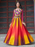 Memorable Maroon Chinon Navratri Wear Lehenga With Kutchi Work Blouse - Zeel Clothing