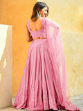 Mesmerizing Baby Pink Sequins Georgette Sangeet Wear Lehenga Choli - Zeel Clothing