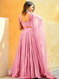 Mesmerizing Baby Pink Sequins Georgette Sangeet Wear Lehenga Choli - Zeel Clothing