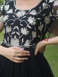 Mesmerizing Black Embroidered Georgette Reception Wear Gown - Zeel Clothing