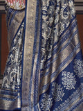 Mesmerizing Blue & Grey Woven Silk Event Wear Saree With Blouse - Zeel Clothing